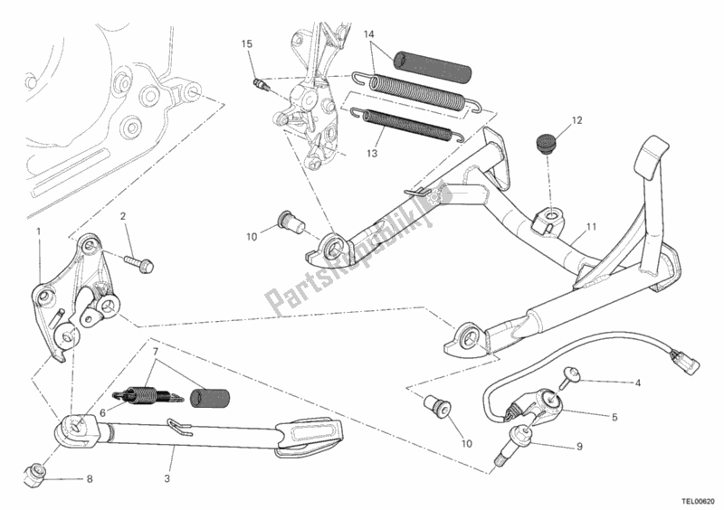Tutte le parti per il Cavalletto Laterale del Ducati Multistrada 1200 S Touring 2010